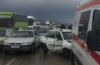 تصادف زنجیرهای ۷۰ خودرو در آزادراه قزوین ــ زنجان تصادف زنجیرهای ۷۰ خودرو در آزادراه قزوین ــ زنجان